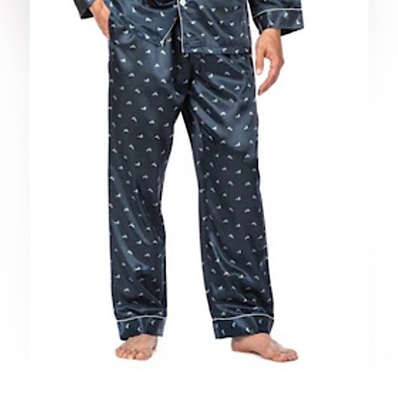 Noble Mount Men’s Premium Satin Pajama Set Navy with Boats Size Medium - Picture 6 of 6